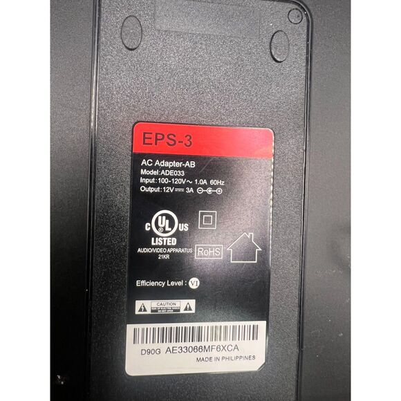 EPS-3 12V 3A AC Adapter Charger for Audio/Video Apparatus, Model ADE033 - Picture 2 of 3